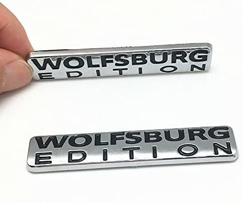 2Pc Wolfsburg Edition Emblem Car Trunk Rear Badge Fender Decal Sticker Fit for Universal Cars (Black Chrome) in Kuwait
