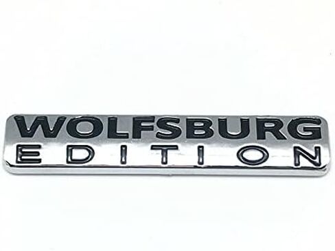 2Pc Wolfsburg Edition Emblem Car Trunk Rear Badge Fender Decal Sticker Fit for Universal Cars (Black Chrome) in Kuwait