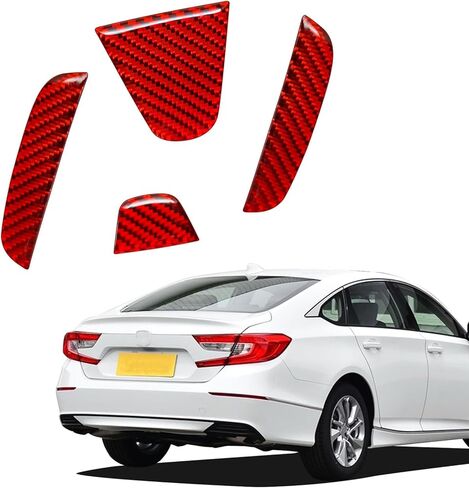 SUNJIKA Compatible with Carbon Fiber Car Trunk Rear Tailgate Trim Sticker Car Back Badge Decal Accessory for Honda Accord 2018 2019 2020 2021 2022 2023 2024 4PCS (Red) in Saudi Arabia