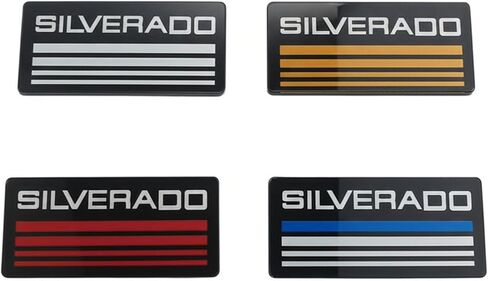 4 PCS Cab Emblem Badge Side Roof Pillar Decal Plate Compatible with Chevy Silverado 88-98 90 91 Suburban Tahoe (White/Yellow/Red/Blue Line) in Kuwait