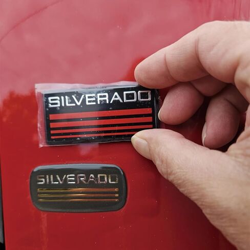 4 PCS Cab Emblem Badge Side Roof Pillar Decal Plate Compatible with Chevy Silverado 88-98 90 91 Suburban Tahoe (White/Yellow/Red/Blue Line) in Kuwait