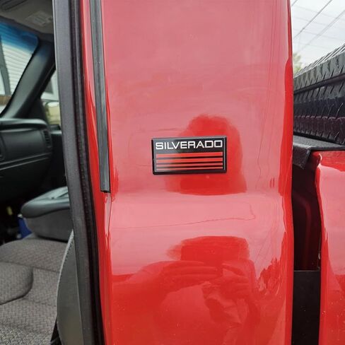 4 PCS Cab Emblem Badge Side Roof Pillar Decal Plate Compatible with Chevy Silverado 88-98 90 91 Suburban Tahoe (White/Yellow/Red/Blue Line) in Kuwait