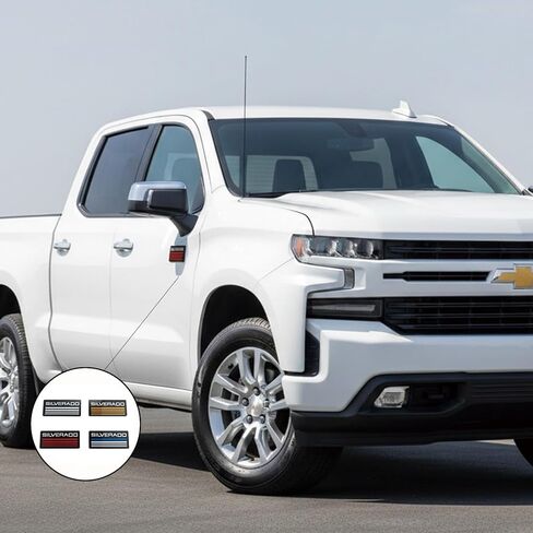 4 PCS Cab Emblem Badge Side Roof Pillar Decal Plate Compatible with Chevy Silverado 88-98 90 91 Suburban Tahoe (White/Yellow/Red/Blue Line) in Kuwait