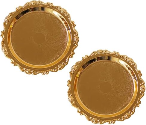 2PCS Silver Metal Carved Candle Tray,6 Inch Pillar Candle Holder Decorative Candle Plates for Candles,Scented,Spa,Halloween, Wedding in Kuwait