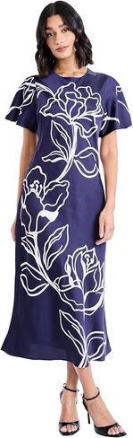 Maggy London Women's Women's Short Sleeve Round Neck Shift Dress - Elegant Midi Wedding Guest Dresses in Saudi Arabia