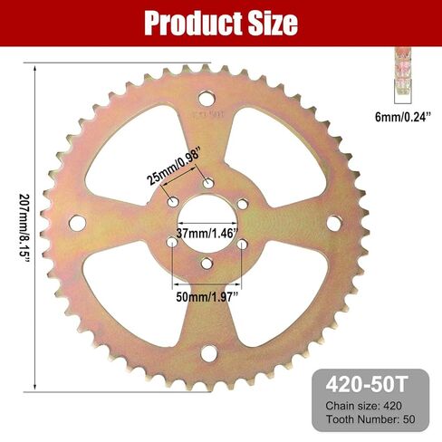 50T 6 Hole Sprocket High Speed Rear Chain # 40 41 420 for Coleman CT100U CC100X RB100 B100 for Monster Mega Moto MMB80 105 Motovox MBX10 FPR GMB100 Baja Doodle Bug DB30 Motovox MBX10 Mini Bike in Kuwait