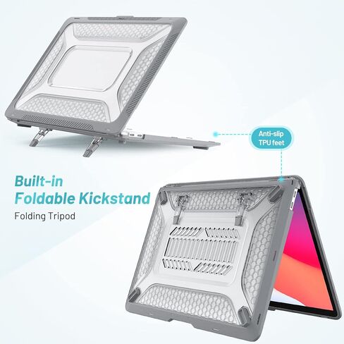 Hybird Case Compatible for MacBook Air 13.3" 2020/2018,Classic Business Honeycomb PC Hard Shell + TPU Cover with Foldable Kickstand in Saudi Arabia