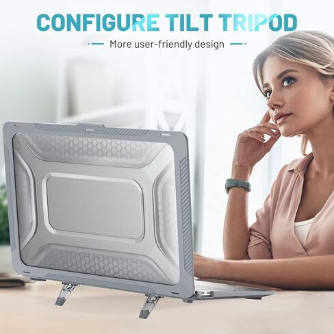 Hybird Case Compatible for MacBook Air 13.3" 2020/2018,Classic Business Honeycomb PC Hard Shell + TPU Cover with Foldable Kickstand in Saudi Arabia