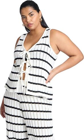 ELOQUII Women's Plus Size Tie Front Tank in Kuwait