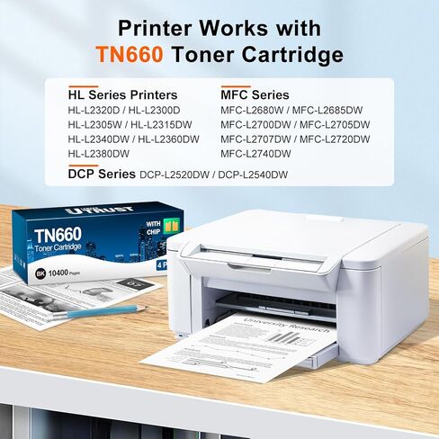 خرطوشة حبر بديلة TN660 متوافقة مع Brother TN660 TN-660 TN630 عالية الإنتاجية لـ HL-L2300D HL-L2380DW HL-L2320D DCP-L2540DW HL-L2340DW HL-L2360DW MFC-L2720DW (أسود، 4 عبوات) in Kuwait