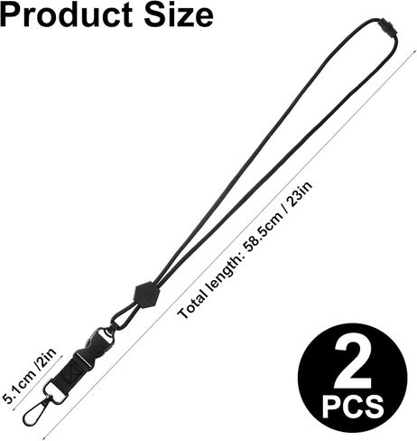 2 Pcs Breakaway Lanyards For ID Badges, Adjustable Quick Release Breakaway Lanyards Heavy Duty Black Neck Lanyard For ID Badges and Keys, Sturdy Round Thick Cord Safety Detachable Design (Black) in Kuwait