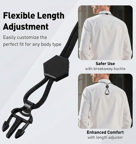 2 Pcs Breakaway Lanyards For ID Badges, Adjustable Quick Release Breakaway Lanyards Heavy Duty Black Neck Lanyard For ID Badges and Keys, Sturdy Round Thick Cord Safety Detachable Design (Black) in Kuwait