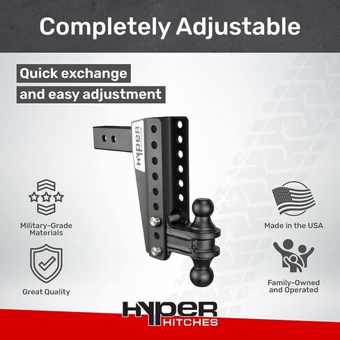 وصلة ربط مقطورة قابلة للتعديل، تناسب جهاز استقبال 2 بوصة، ارتفاع/ارتفاع قابل للتعديل، تتضمن 2 بوصة و2 5/16 بوصة، وصلة ربط كروية مزدوجة، تصل إلى 25000 جيجاوات، مصنوعة في الولايات المتحدة الأمريكية (قطرة 9 بوصة) in Kuwait