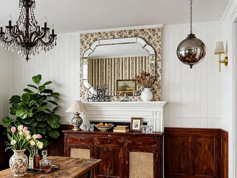 مرايا غرفة المعيشة مقاس 39.4 بوصة × 27.6 بوصة للجدار، مرآة حائط مقوسة مزخرفة بزاوية مستديرة مموجة مشطوفة للحمام وغرفة الطعام وطريق الدخول in Kuwait