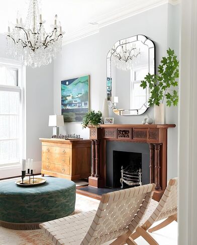 مرايا غرفة المعيشة مقاس 39.4 بوصة × 27.6 بوصة للجدار، مرآة حائط مقوسة مزخرفة بزاوية مستديرة مموجة مشطوفة للحمام وغرفة الطعام وطريق الدخول in Kuwait