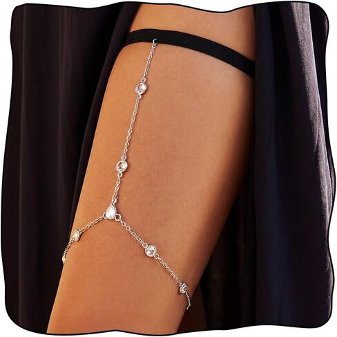 Beaded Thigh Leg Chain Silver Summer Beach Y Leg Accessories for Women in Kuwait