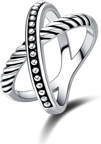 UNY JEWEL Twisted Cable Criss Cross Caviar Dots Ring Designer Inspired Women Bands Eternity Statement Jewelry in Saudi Arabia