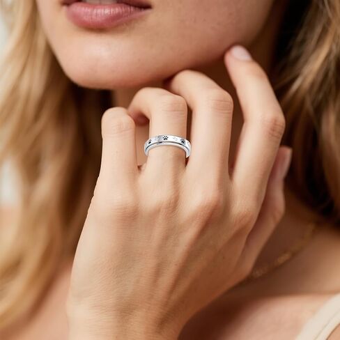 925 Sterling Silver Spinner Fidget Ring for Anxiety Stress Relieving Boredom ADHD Jewelry Birthday Gifts for Women Men in Saudi Arabia