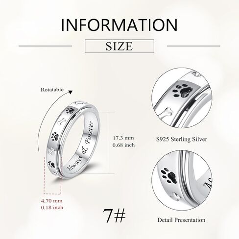 925 Sterling Silver Spinner Fidget Ring for Anxiety Stress Relieving Boredom ADHD Jewelry Birthday Gifts for Women Men in Saudi Arabia