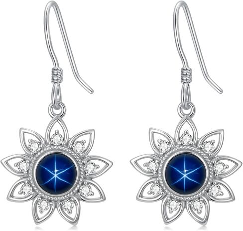 Linde Star Earrings for Women Blue Star Sapphire Dangle Drops Earrings for Women Linde Star Sapphire Dangle Earrings 925 Sterling Silver Dangle Earrings for Her Women in Saudi Arabia