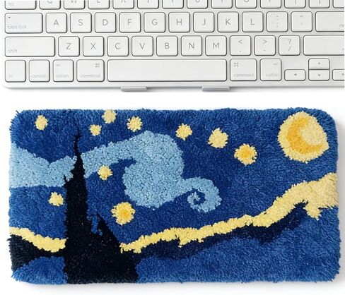 Wrist Rest Cushion Rug for Keyboard Computer Cute Artistic Soft Tufted Gifts for Office Desk Decor (Starry Night) in Kuwait