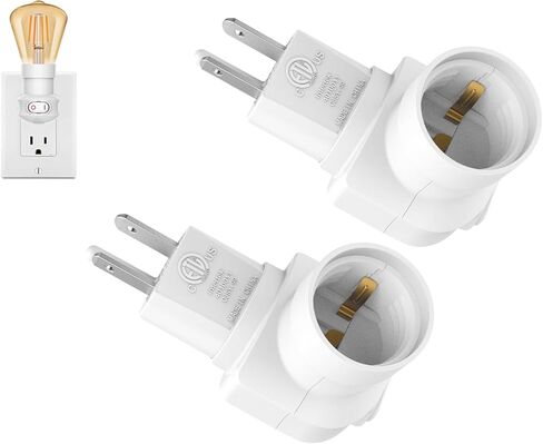 Borju Light Socket Extender [2-Pack], 4.5 Inch Light Socket Extension, 360° Adjustable Light Socket, White in Saudi Arabia