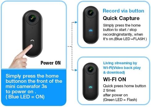 H8 64GB 4K Thumb Action Camera, Mini Body Cameras, Wearable Pocket Vlogging Camera, Multiple Accessory Mount Anywhere Small Portable Hands-Free Helmet Cam for Work, Cycling, Travel, Pet Walking in Kuwait