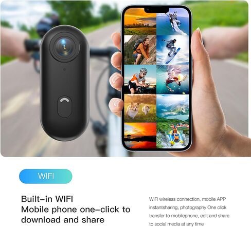 H8 64GB 4K Thumb Action Camera, Mini Body Cameras, Wearable Pocket Vlogging Camera, Multiple Accessory Mount Anywhere Small Portable Hands-Free Helmet Cam for Work, Cycling, Travel, Pet Walking in Kuwait