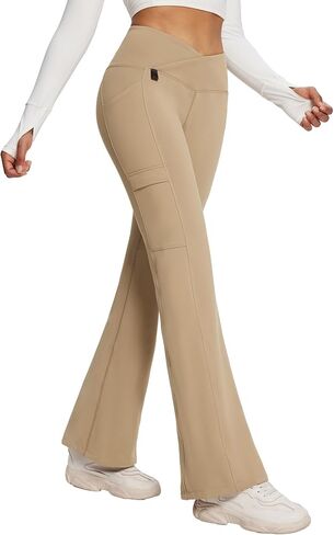 baleaf Women's Fleece Lined Pants Winter Thermal Water Resistant Crossover Flare Leggings Warm Bootcut Hiking Outdoor in Kuwait