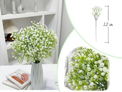 زهور التنفس الاصطناعية للأطفال، 8 قطع من زهور التنفس البيضاء للأطفال، مجموعة من الزهور الاصطناعية، لمسة حقيقية للرضع من الزهور الاصطناعية باقة جيبسوفيلا لحفلات الزفاف وديكور المنزل in Saudi Arabia