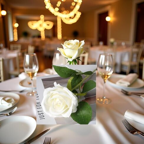 1Pc White Artificial Silk Roses Long Single Stem Artificial Roses for Home Decor Table Centerpiece Arrangement Valentine's Day Gift (19.68in Tall) (White) in Kuwait