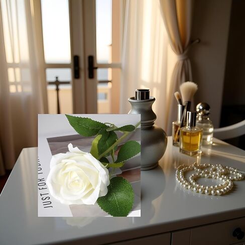 1Pc White Artificial Silk Roses Long Single Stem Artificial Roses for Home Decor Table Centerpiece Arrangement Valentine's Day Gift (19.68in Tall) (White) in Kuwait