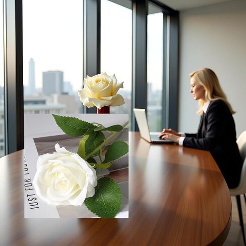 1Pc White Artificial Silk Roses Long Single Stem Artificial Roses for Home Decor Table Centerpiece Arrangement Valentine's Day Gift (19.68in Tall) (White) in Kuwait