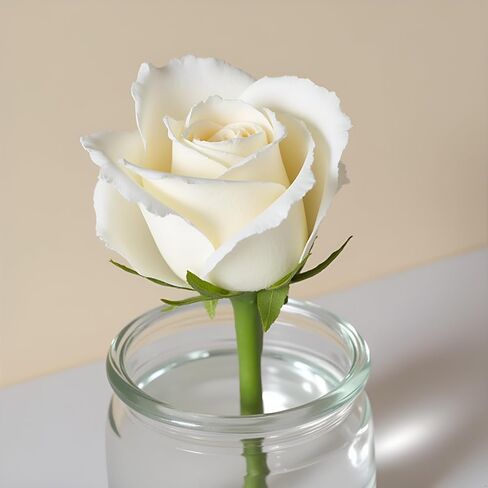 1Pc White Artificial Silk Roses Long Single Stem Artificial Roses for Home Decor Table Centerpiece Arrangement Valentine's Day Gift (19.68in Tall) (White) in Kuwait