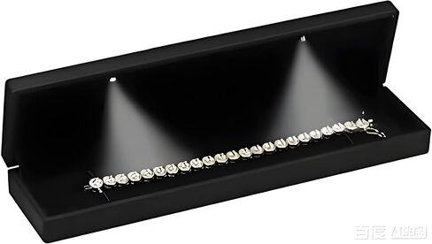صندوق السوار الأسود LED للمجوهرات. صندوق هدايا مجوهرات فاخر بسوار LED مع ضوء للنساء والفتيات والرجال، أبعاد الصندوق 8.86〞(عرض)*1.97〞(عمق)*1.38〞(ارتفاع) in Kuwait