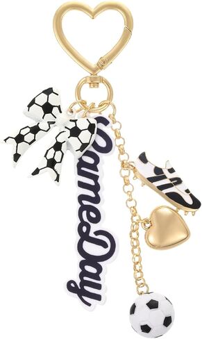 Soccer Keychains Bag Charm | Bow Soccer Charms for Car Key Purse | World Cup Game Day Outfits Team Spirit Accessories in Saudi Arabia