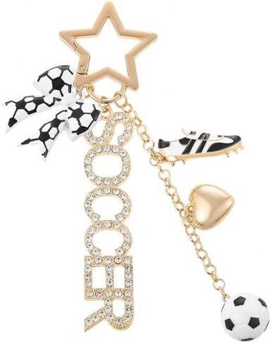 Soccer Keychains Bag Charm | Bow Soccer Charms for Car Key Purse | World Cup Game Day Outfits Team Spirit Accessories in Saudi Arabia