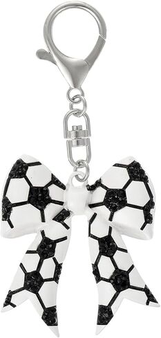 Soccer Keychains Bag Charm | Bow Soccer Charms for Car Key Purse | World Cup Game Day Outfits Team Spirit Accessories in Saudi Arabia