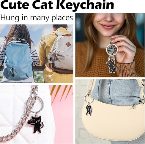 JATEBI Cute Black Cat Keychain 8 Pack, Kawaii Cat Keyring Charms for Backpack Purse Car Keys, Gifts for Cat Lovers & Animal Fans in Kuwait