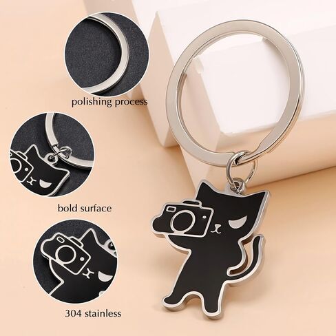 JATEBI Cute Black Cat Keychain 8 Pack, Kawaii Cat Keyring Charms for Backpack Purse Car Keys, Gifts for Cat Lovers & Animal Fans in Kuwait