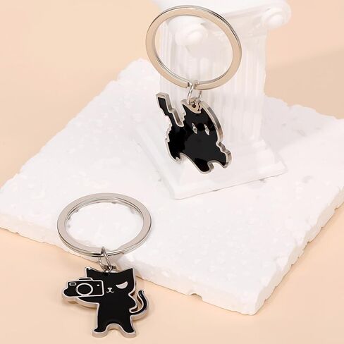 JATEBI Cute Black Cat Keychain 8 Pack, Kawaii Cat Keyring Charms for Backpack Purse Car Keys, Gifts for Cat Lovers & Animal Fans in Kuwait