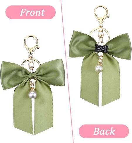 Bag Charms Bow, 4 Pack Purse Charms Bow Keychain for Handbag Cute Bowknot Bag Pendants for Handbag and Car Keys, Black Red White Green in Kuwait