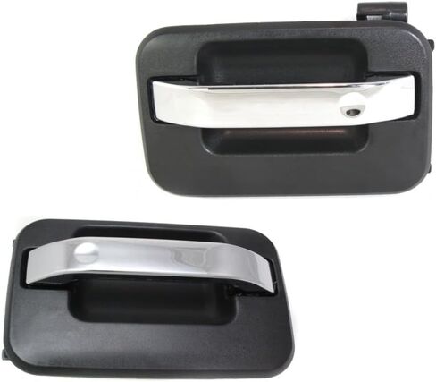 KarParts360 لسيارة Ford F-150 2004-2014 مقبض الباب الخارجي الخلفي، إطار أسود من جانب السائق مع رافعة من الكروم | تقليم: جميع النماذج الفرعية in Saudi Arabia