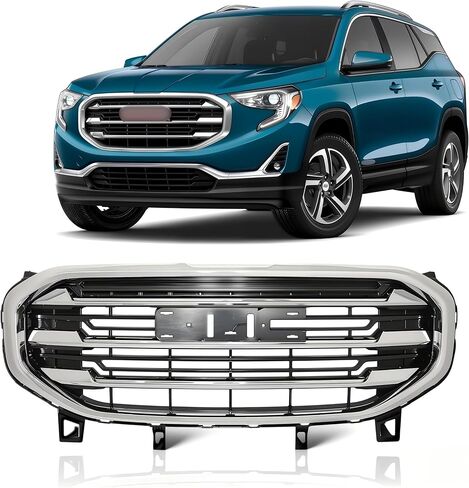 Front Bumper Upper Grille Grill For GMC Terrain SLT 2018 2019 2020 2021 Factory Style Easy Installation Black+Chrome Assembly in Kuwait