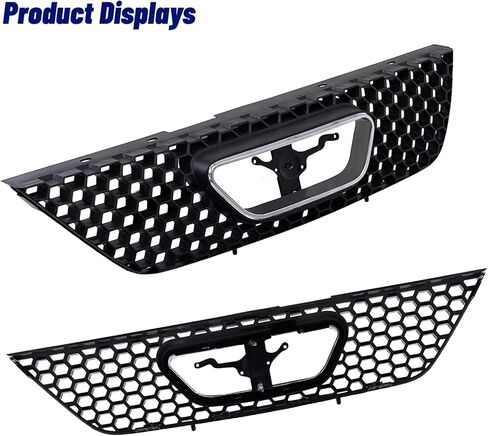 قطع غيار مجموعة شبكة الشبكة الأمامية مع غلاف أسود وإدراج مع زخرفة قولبة لفتح شعار الكروم متوافقة مع Ford Mustang 1999 2000 2001 2002 2003 2004 in Kuwait