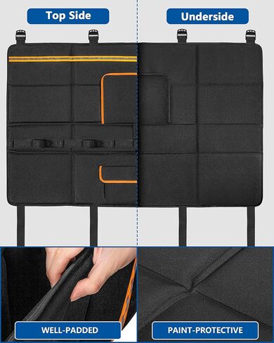 Tailgate Bike Pad for Full-Size Pickup Truck (61"+ Tailgate Width), Holds Up to 5 Bikes, Thick Tailgate Cover with Storage Pocket, Black in Kuwait