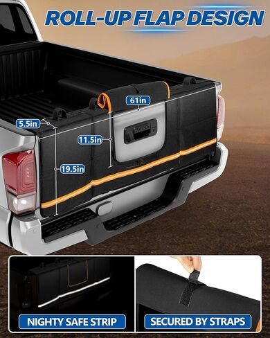 Tailgate Bike Pad for Full-Size Pickup Truck (61"+ Tailgate Width), Holds Up to 5 Bikes, Thick Tailgate Cover with Storage Pocket, Black in Kuwait