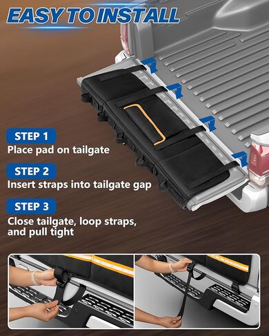 Tailgate Bike Pad for Full-Size Pickup Truck (61"+ Tailgate Width), Holds Up to 5 Bikes, Thick Tailgate Cover with Storage Pocket, Black in Kuwait