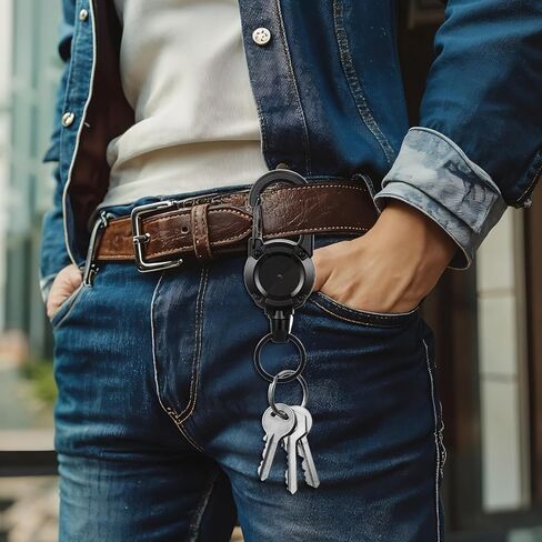 12 Pack Heavy Duty Retractable Keychain, Black Multitool Carabiner Badge Holder with Steel Cord, ID Clip Reel for Keys, Tools in Kuwait