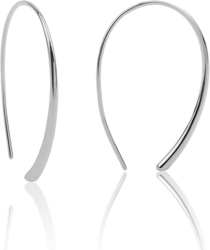 Threader Earrings 925 Sterling Silver Pull Through Hoops Drop Dangle Minimal Everyday Earrings in Kuwait
